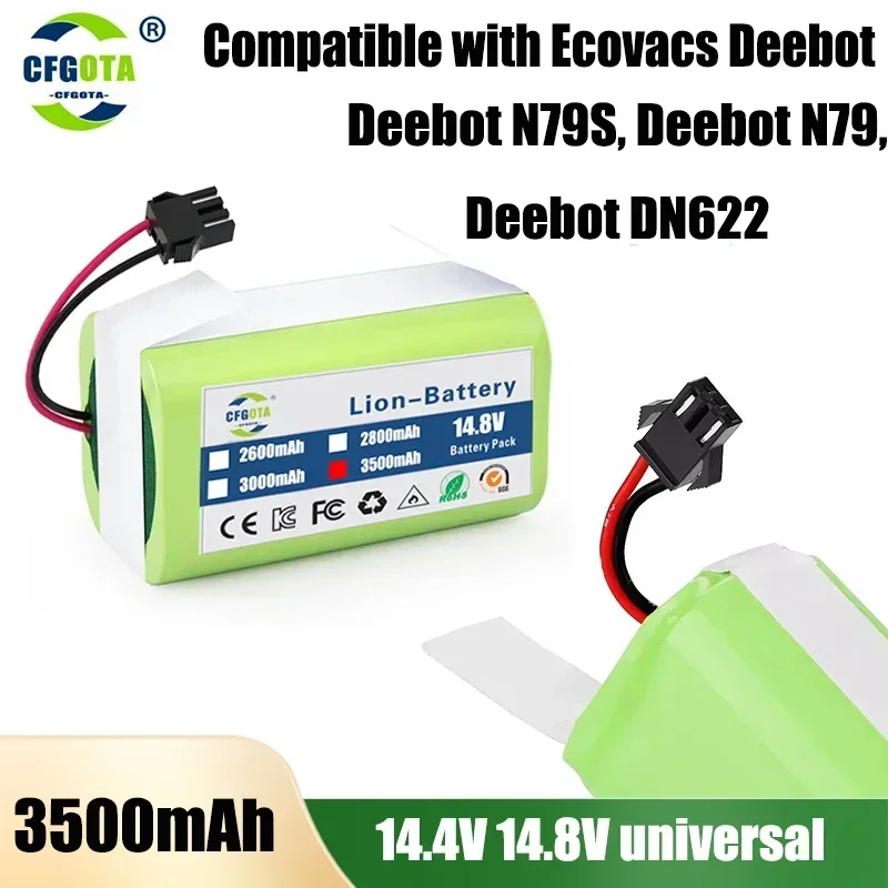 2024 New 14.4V 3500mAh Li-ion Battery for Conga 990 1090 Tesvor X500 Ecovacs Deebot N79 N79S DN622 Eufy RoboVac11 11S RoboVac 30