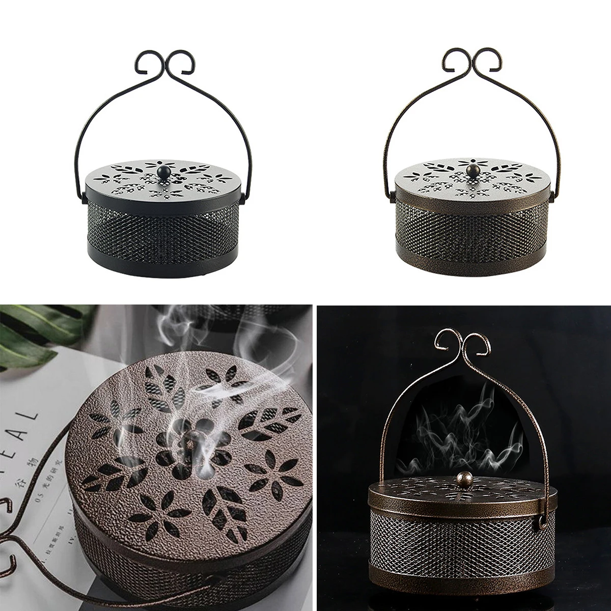 

Mosquito Coil Holder Mosquito Coil Tray Mosquito Coil Box with Lid Fireproof Household Indoor Mosquito Oven Tray Iron Oven Holde