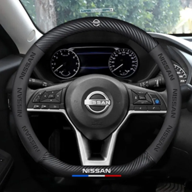 

Carbon fiber Leathe Car Steering Wheel Cover For Nissan Nismo Tiida Teana GTR 350Z 370Z 240SX Juke Note Versa