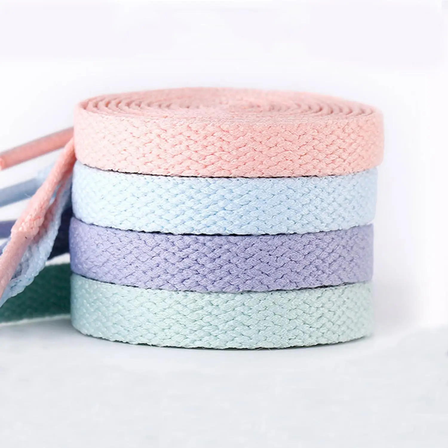 1 par de cadarços de sapato planos de tecelagem de precisão usados para tênis casuais pequenos sapatos brancos cadarços rosa 120/140/160cm