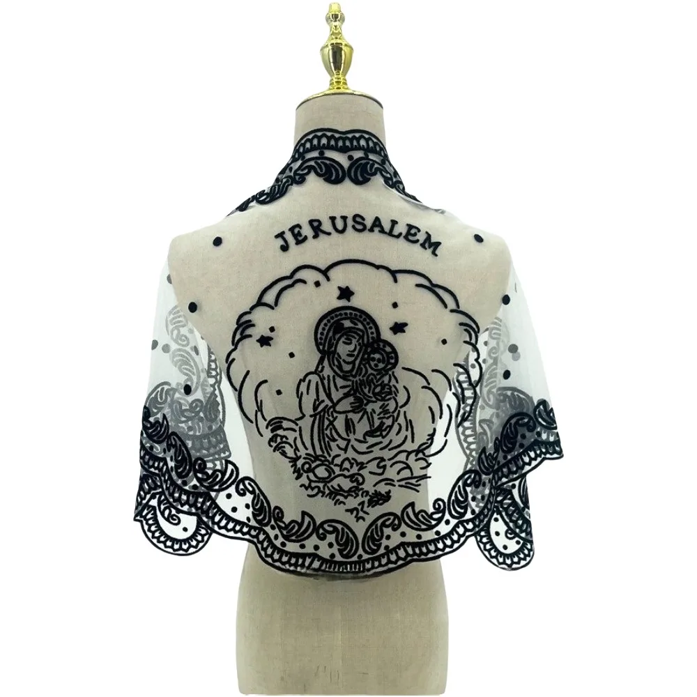 Fashion Hollow Out Lace Scarf Shawl Embroidery Thin Foulard Bandana Hair Scarf Headband Wedding Accessories