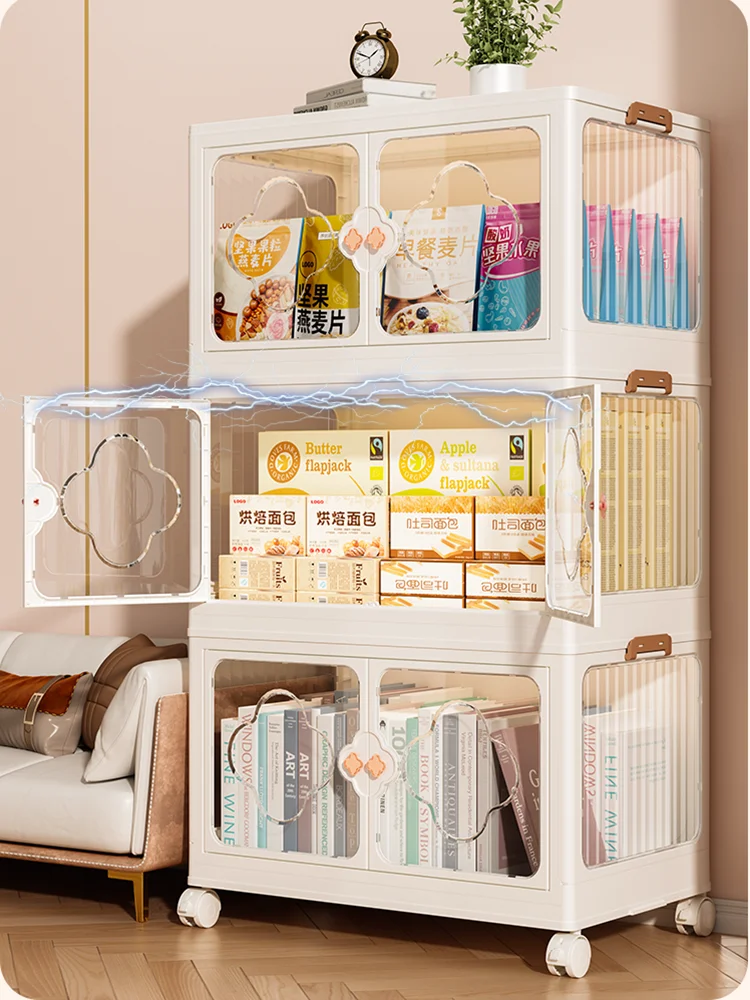 

Large Capacity Storage Box Folding Portable Transparent Sorting Organizer Bins Stackable Container Home Wardrobe Organizer Shelf