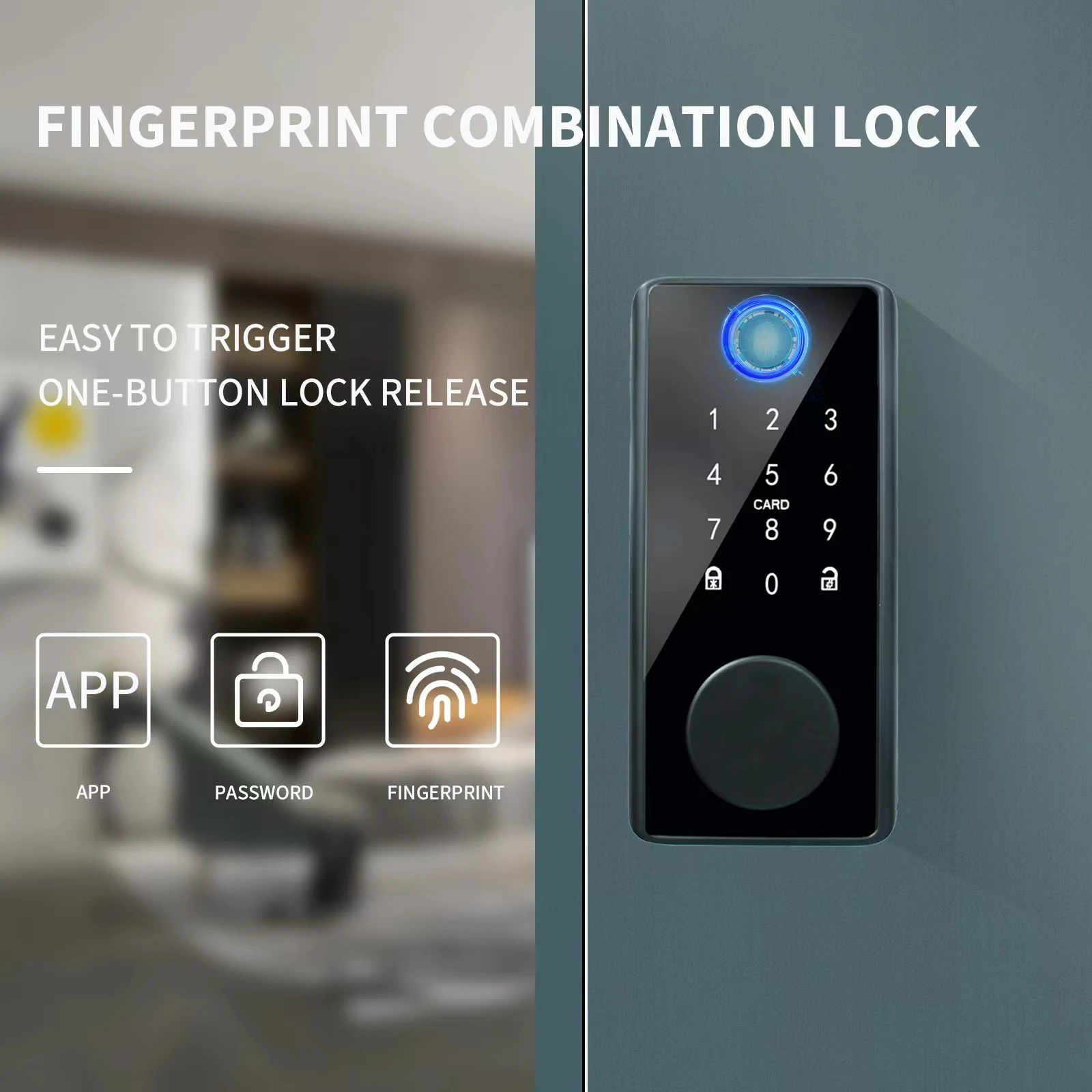 

Tuya Smart Fingerprint Biometrics Door Lock Bluetooth APP control Password Keyless Entry Door Lock for Office and Interior Doors