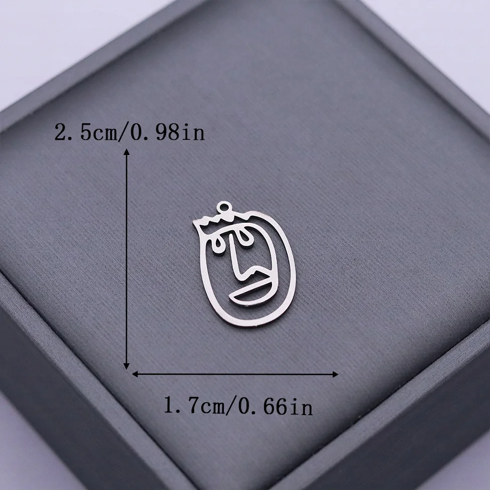 3pcs Abstract Human Face Charms Stainless Steel Line Art Pendant for DIY Jewelry Making Earrings Necklace Bracelet Accessories