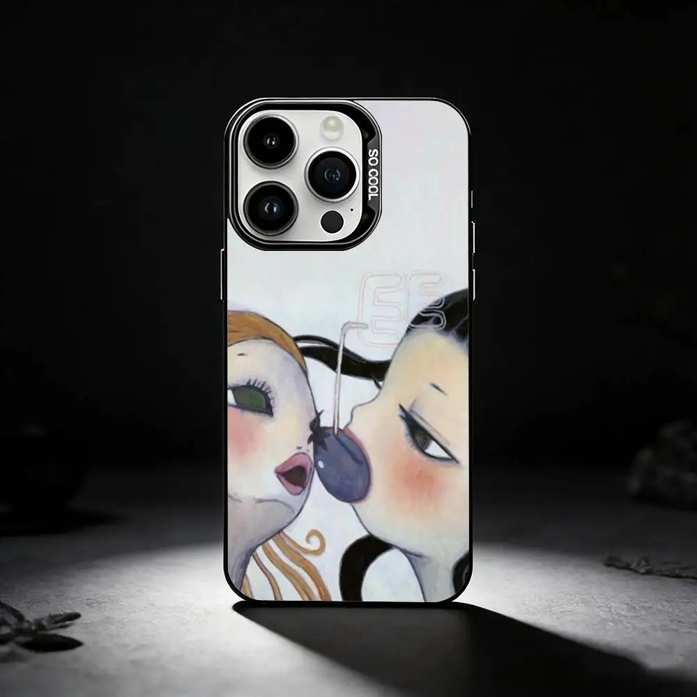 حافظة هاتف A-Art A-Aya T-Takano لهاتف iPhone 17,16,15,14,13,12,11 Plus,Pro Max,XS,حافظة هاتف فضية ملونة