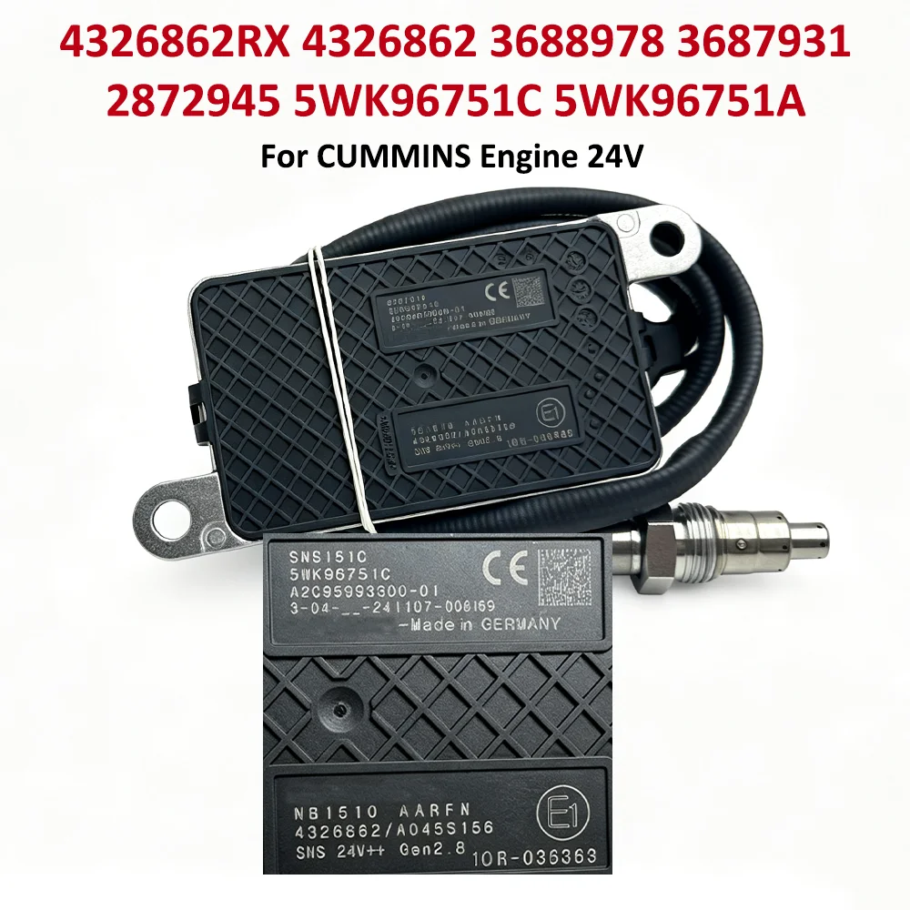 4326862 4326862RX 3688978 3688978RX 5WK96751C 5WK96751A 2872945 2897309 4326470 Nitrogen Oxide Sensor For Cummins Engine 24V
