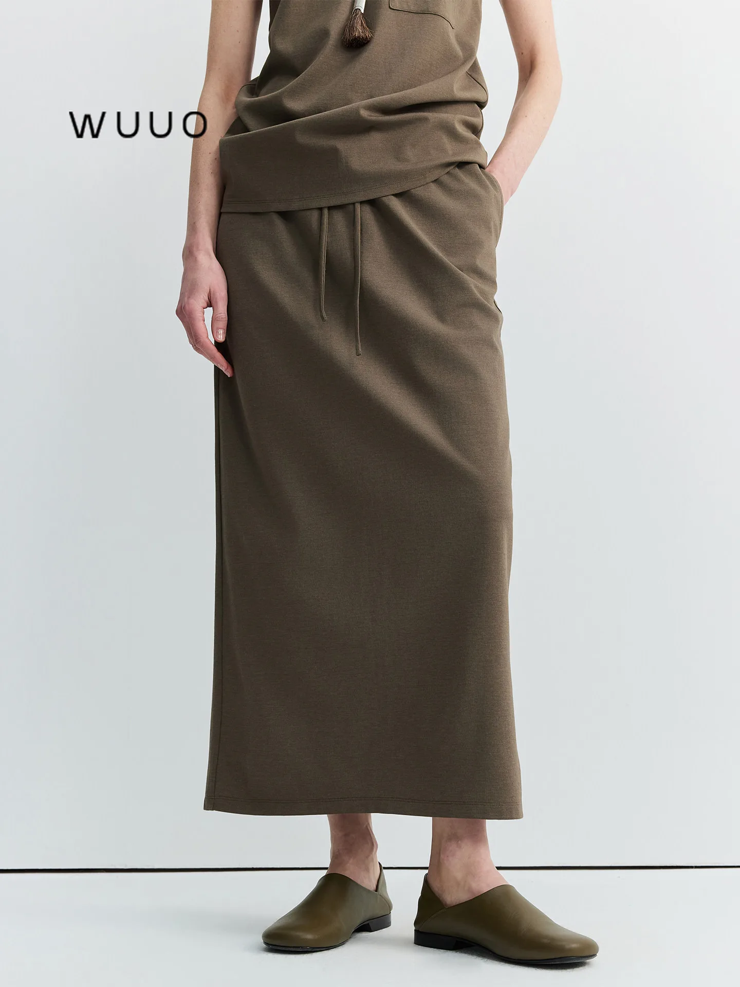 

WUUO Oxygen Set Acetate Modal Loose Casual Women's Skirt Set Breathable Comfortable Spring Summer f-length H-Line Knitted ...