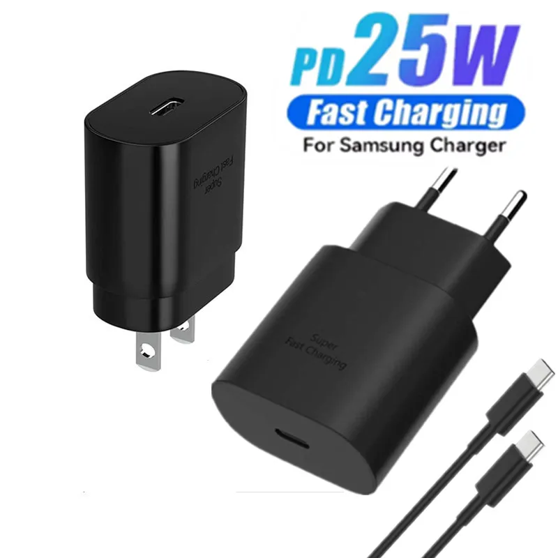 Для Samsung Galaxy S24 S23 S22 S21 S20 Note 20 Ultra 10 FE Z Flip PD 25 Вт USB C Супер быстрая зарядка TYPE C WALL адаптер питания