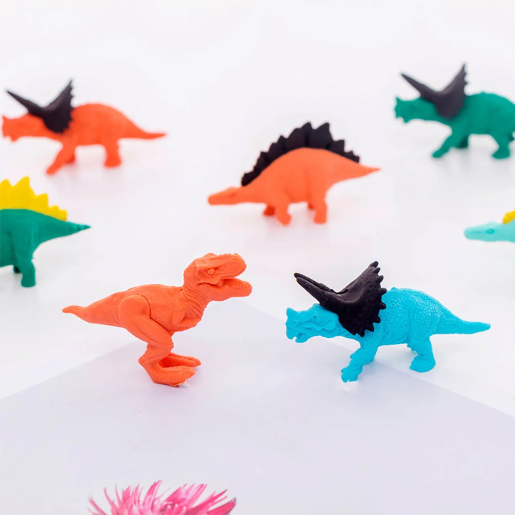 

16Pcs Children Stationery Dinosaurs Shaped Erasers Adorable Cartoon Design Fine Workmanship Gifts Cartoon Erasers