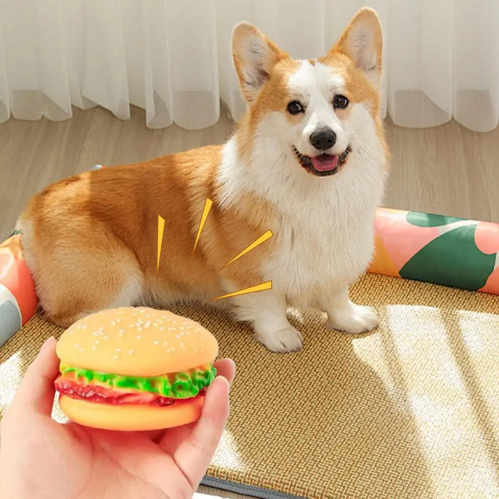 Hamburger Hundespielzeug 2er-Set Quietschspielzeug für Hunde Burger-Form Vinyl-Kauspielzeug für Zähne Plüsch-Kauspielzeug Aktives Spielen Haustierzubehör