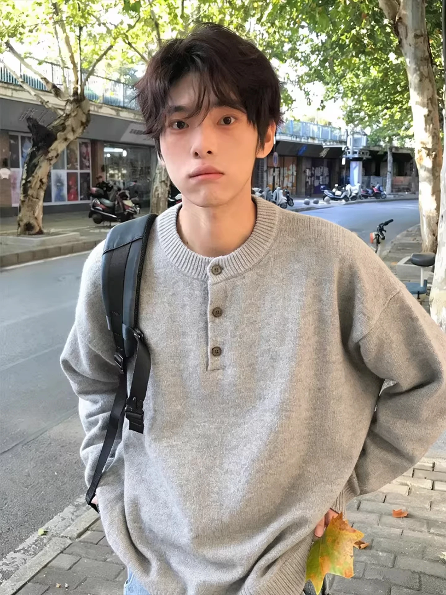 

ay American Sle Henry Collar Thiened Men's Knitwear Winter Base Layer Inner Wear Casual Loose Fit Long Sve Sweater