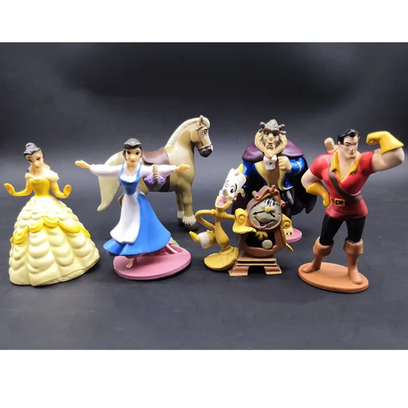 Figuras articuladas de PVC de DisneyBeauty y la Bestia de 6 piezas, Bella/Bestia/Lumiere/CogsworthKidsDecoración de regalo de Navidad Oferta especial
