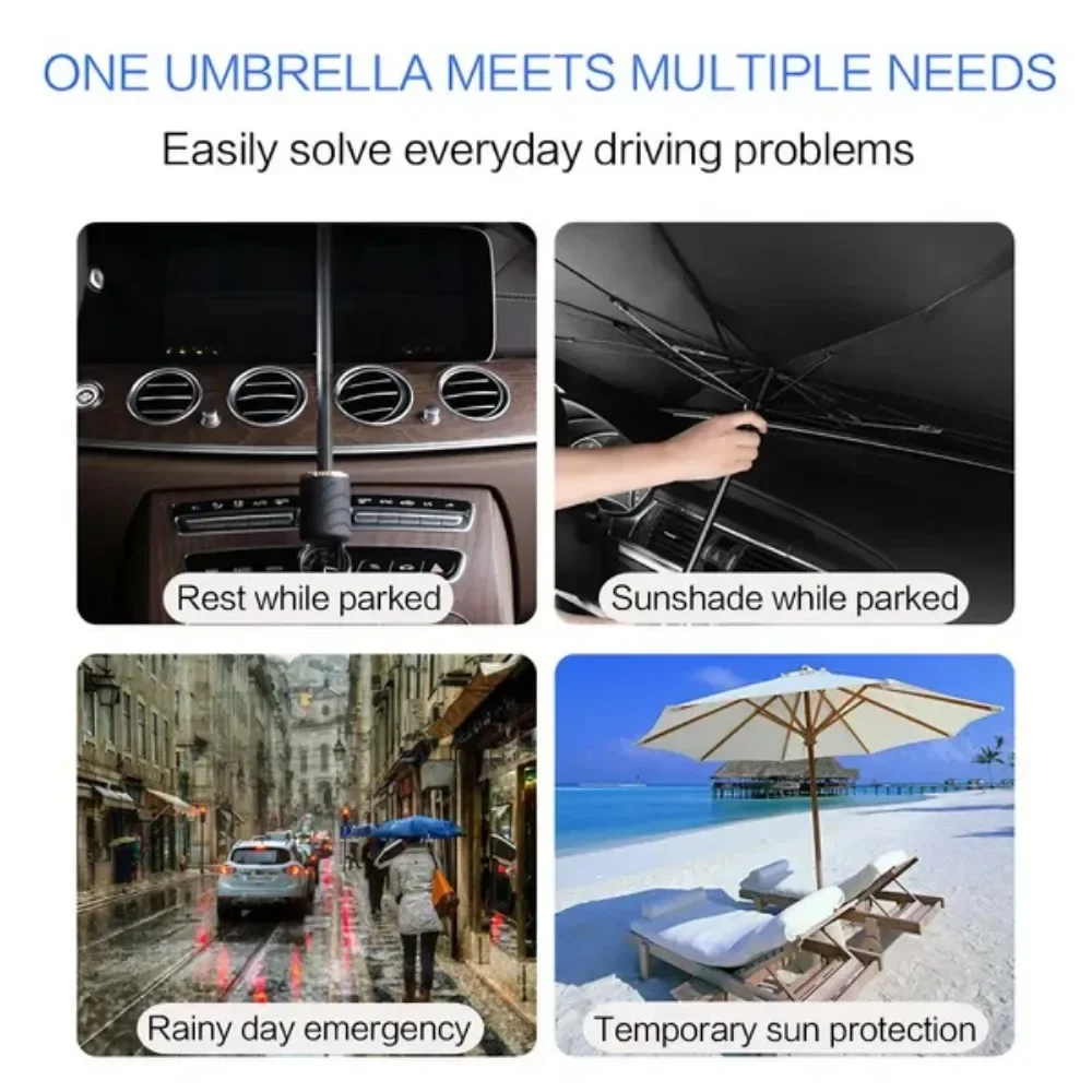 Foldable Car Sunshade Umbrella - Windshield Sun Visor for Sun Protection and Light Blocking, Compact and Portable (Size S/L)