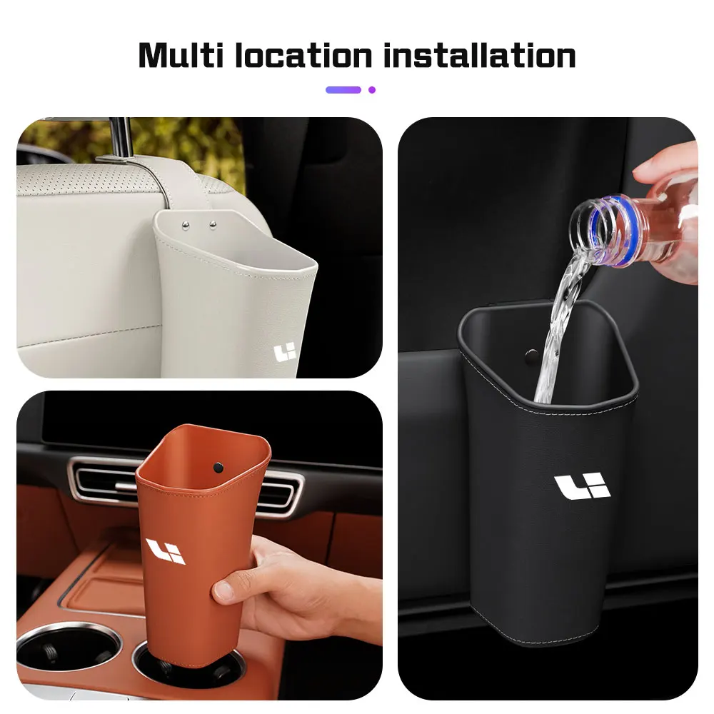 

For Leading Ideal Li Auto Lixiang One L7 L8 L9 L6 Leather Car Door Cup Storage Box Backrest Trash Can Umbrella Bucket Accessorie