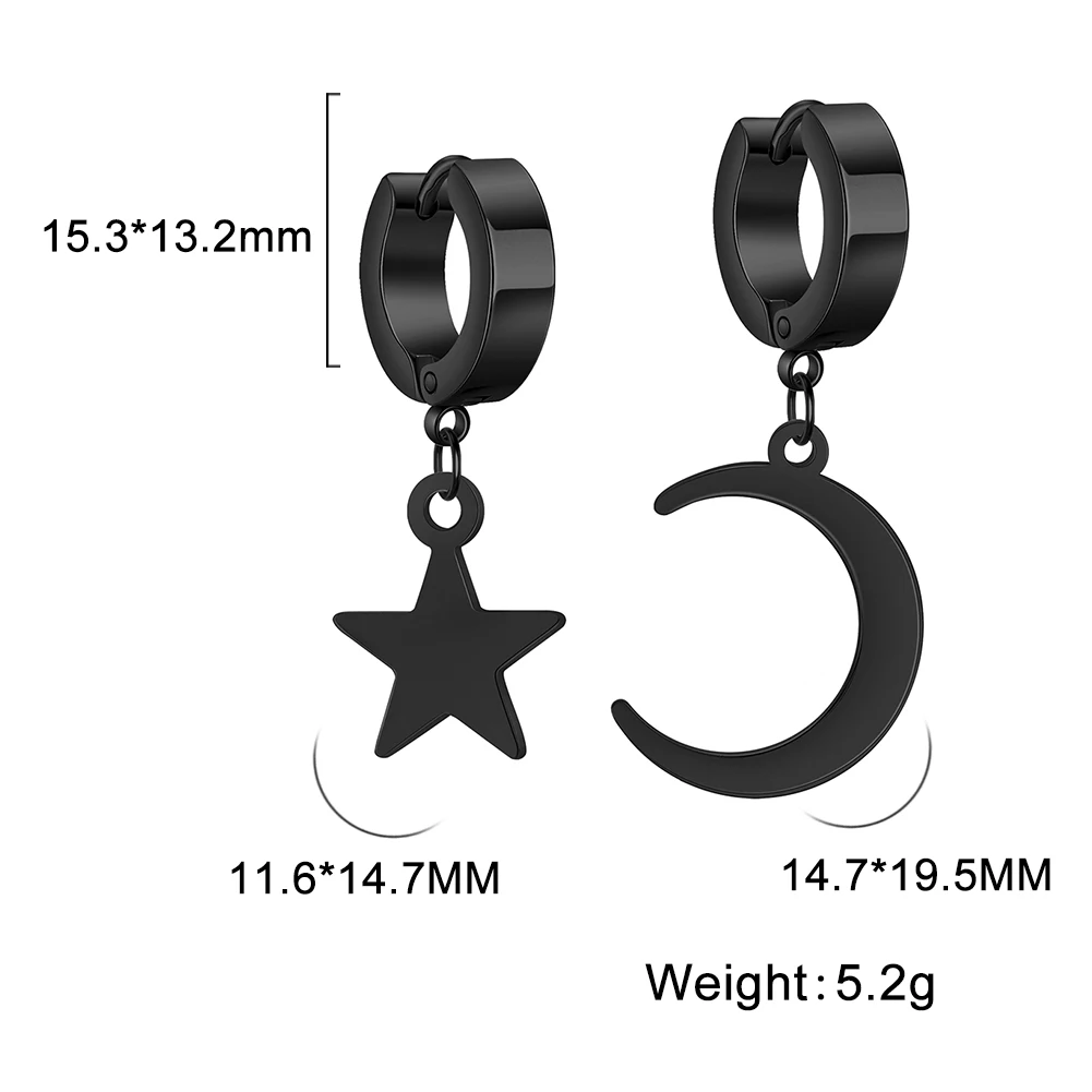 Kkjoy Edelstahl Neue Design Kette Hoop Ohrring Für Frauen Hohl Solide Stern Mond Anhänger Knorpel Ohrring Piercing Schmuck – Detail 35
