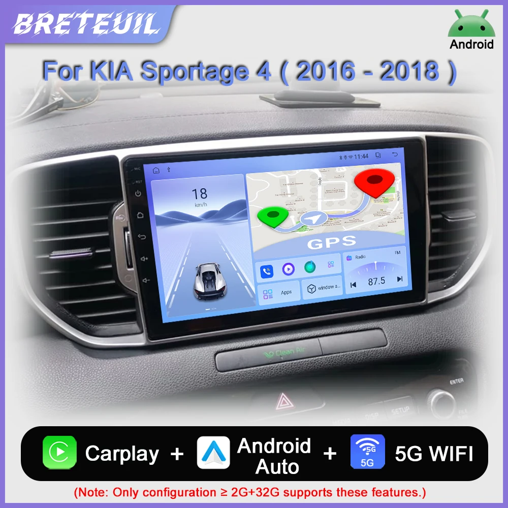 Автомагнитола для KIA Sportage 4 2016 2017 2018, Android, мультимедийный видеоплеер, навигация, GPS, Carplay, сенсорный экран, автомагнитола, интеллектуальные системы.