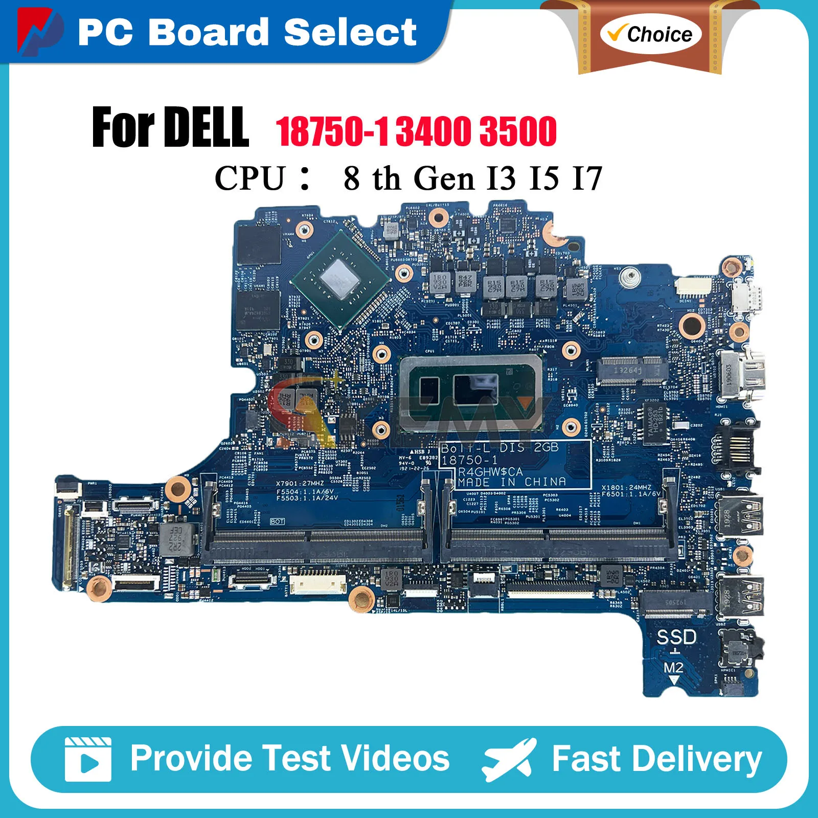 

Материнская плата для ноутбука Dell Latitude 3400 3500 18750-1 CN-0KVN26 01NFHD с процессором i5 i7 100% протестировано, ОК