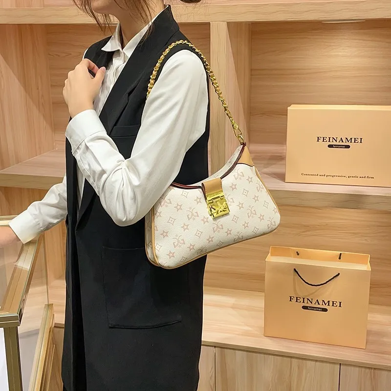 Light Luxury Brand Women's Chain Underarm Bag 2025 New Fashion Designer High-End Contrasting Single Shoulder Crossbody Bag