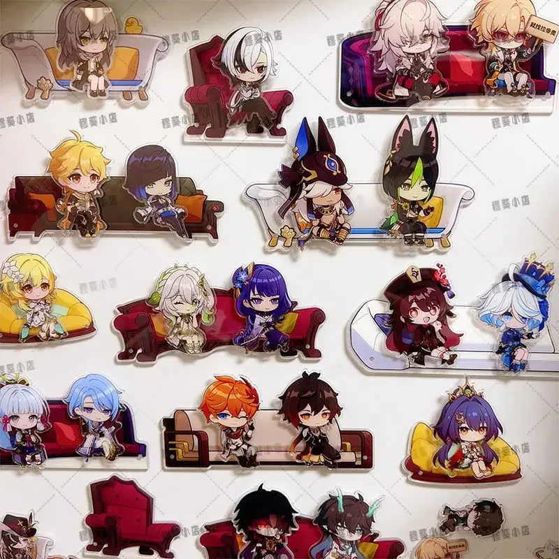 Hot MiHoYo Impact Game Preview Live Broadcast Guest Or Host Magnetic Sofa Sitting Character Acrylic Fridge Sticker Desk Ornament