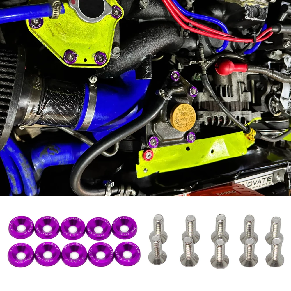 10pcs High Quality M6 Aluminum Alloy License Plate Fasteners Washers Screws Kit For Honda Universal Car Modification Accessories