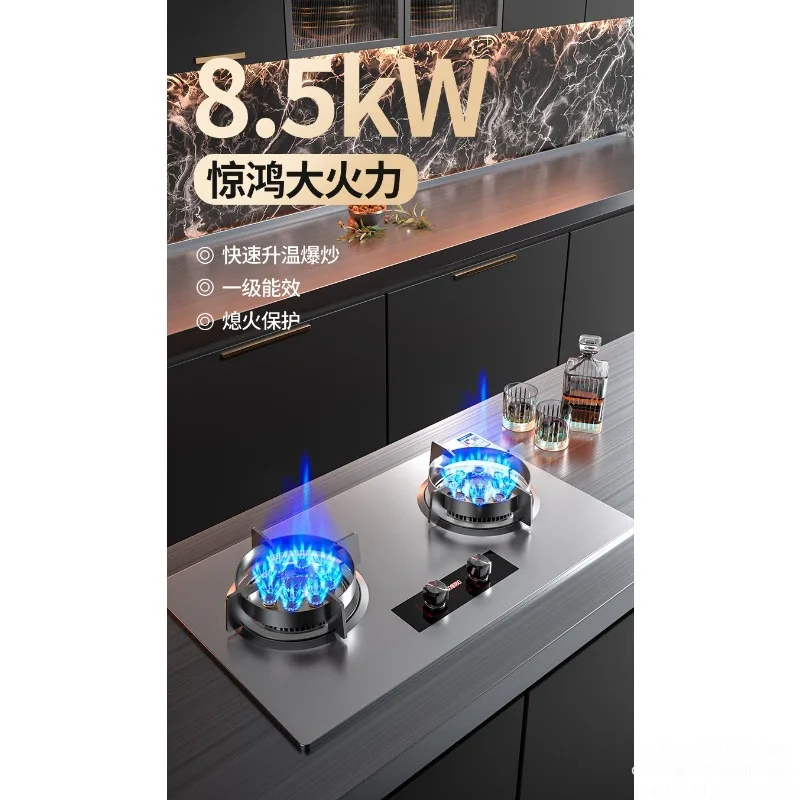 Large Firepower Gas Stove Double Stove Household Kitchen Natural  Desktop Liquefied  Embedded Energy-saving Gas Stove