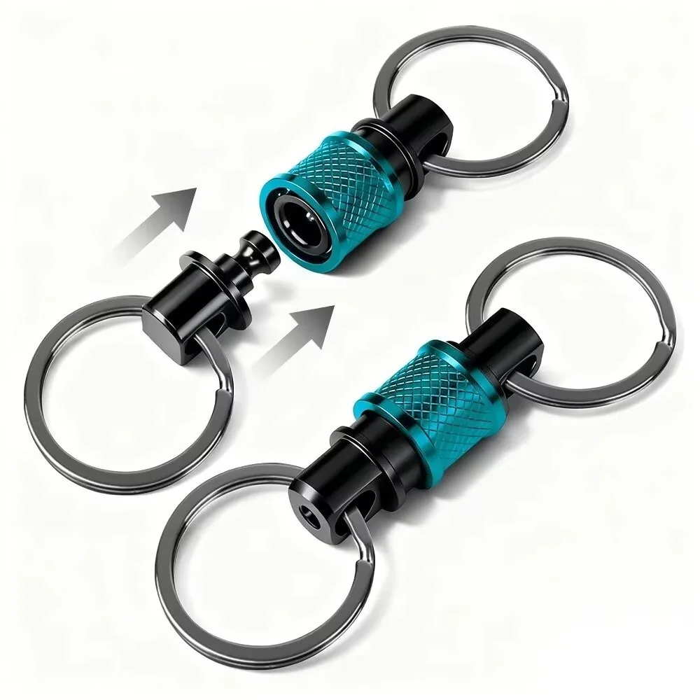 Double Headed Quick Release Keychain Aluminum Alloy 360° Rotation Clip Pull Apart Buckle Quick Pull Design Retractable
