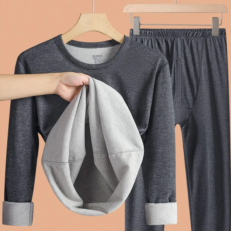 Plus Size Men Winter Thermal Underwear Mock-neck Layer Panties and Undershirts Keep Warm Clothing Elastic 2 Pieces Under L-7XL