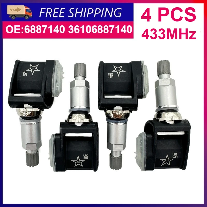 4 Stück 6887140 433MHz Reifendrucksensor für BMW F40 G20 G22 G30 G11 F12 G32 G15 G01 G05 TPMS-Sensor 6887147 36106887147