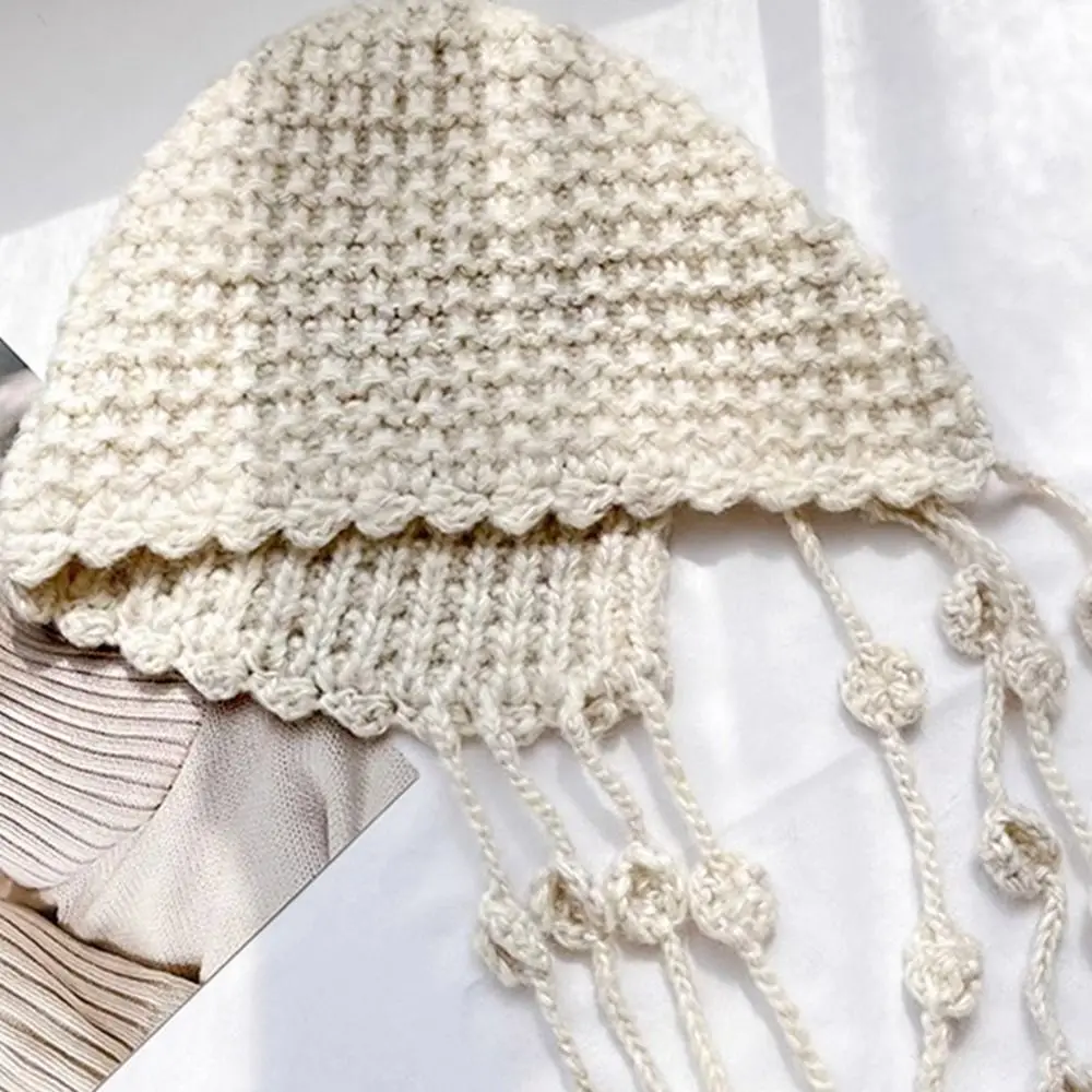 لطيف شرابات الكروشيه محبوك قبعة البوهيمي نمط الجوف خارج متماسكة قبعة الكورية اليدوية العرقية نمط قبعة السفر #2