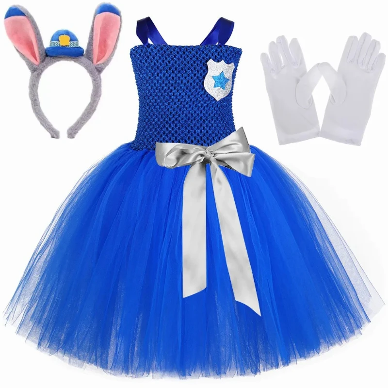 Animal Bunny Tutu Dress Costumes for Girls Cartoon Rabbit Fancy Tutu Dress with Ears Kids Halloween Carnival Disguise Outfits