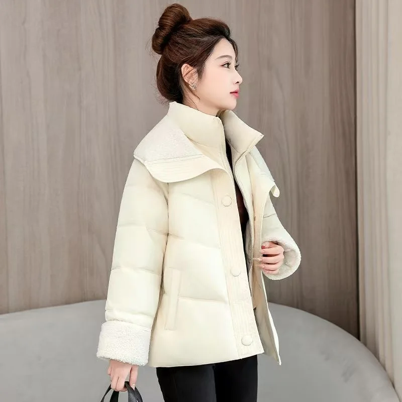 2025 Cropped Jacket Winter Short Puffer Jacket Women Clothing Cotton-padded Coats Warm Stand-up Collar Coat Bread Jackets