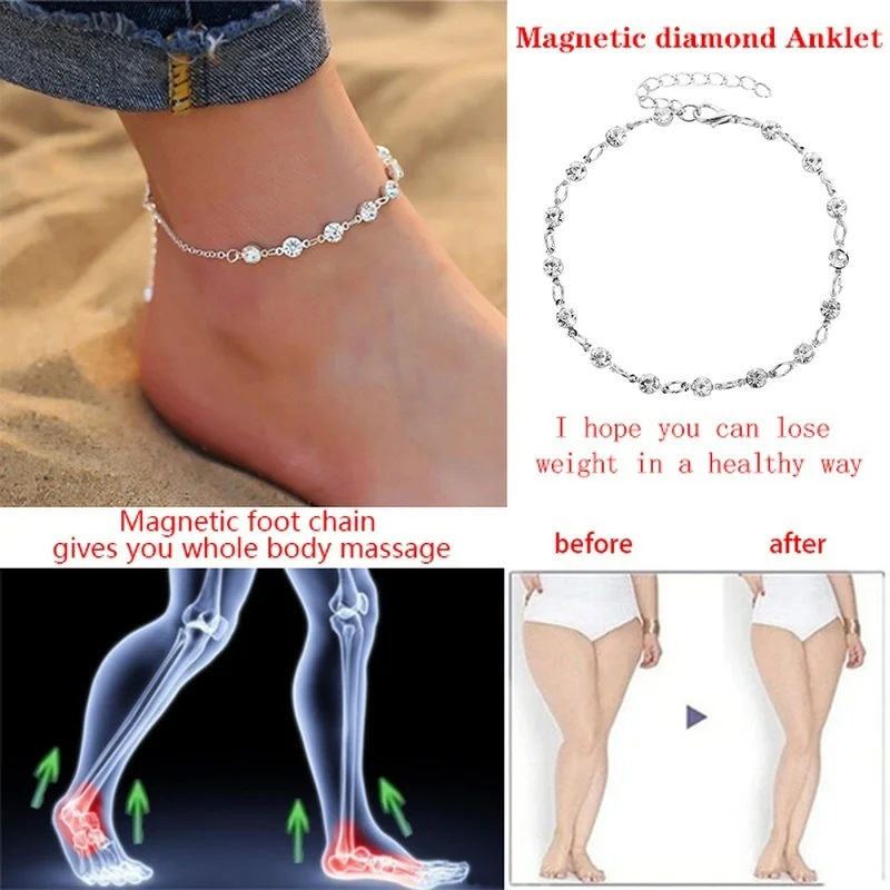 Crystal Bracelet for Women Magnet Ankle Bracelet Magnetic Therapy Ankle Bracelet Weight Loss Products Slimming Health Jewelry