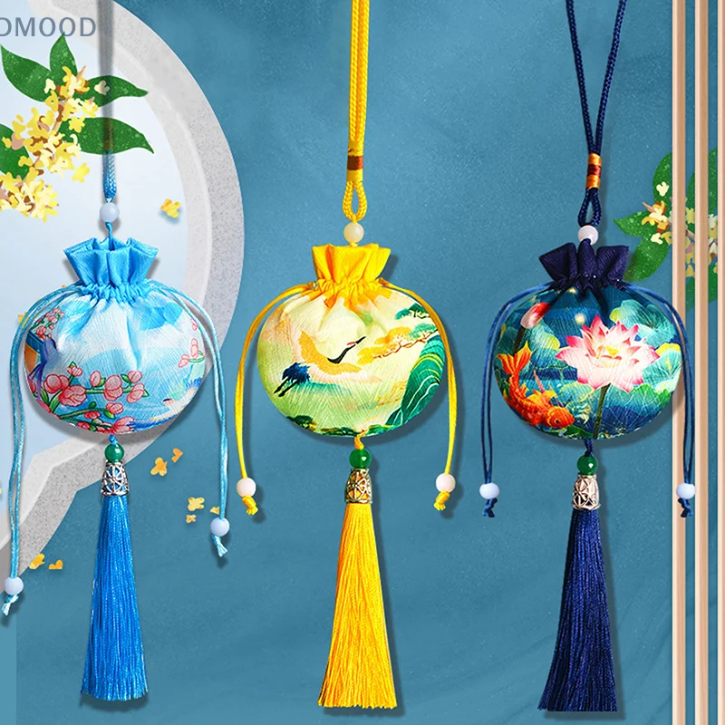 1 PCS Portable Chinese Style Sachet Creative Flower Pattern Car Ornaments Simple Antique Embroidery Bag