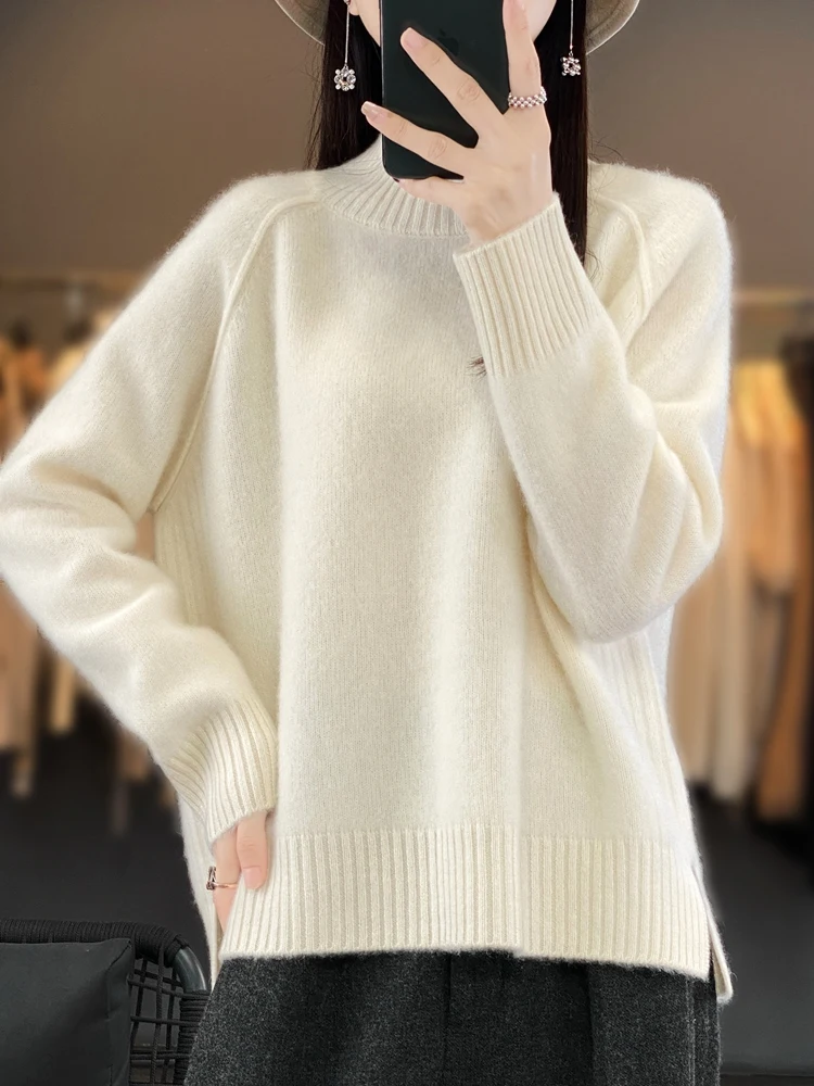 Women Turtleneck Sweater Autumn Winter Thick Pullovers 100% Merino Wool Solid Cashmere Knitwear Female Basic Clothes Korean Tops