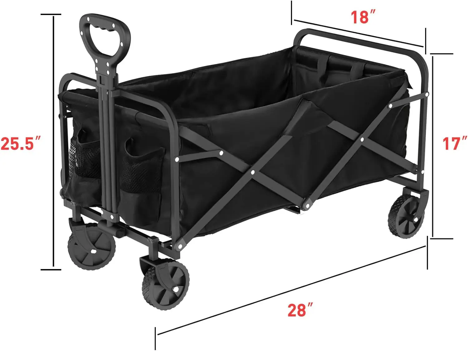 Kleine Opvouwbare Wagen & Winkelwagentjes Met Wielen Voor Boodschappen, Zwarte Wagenkarren Opvouwbaar, Appartementwagen, Tuinwagen,