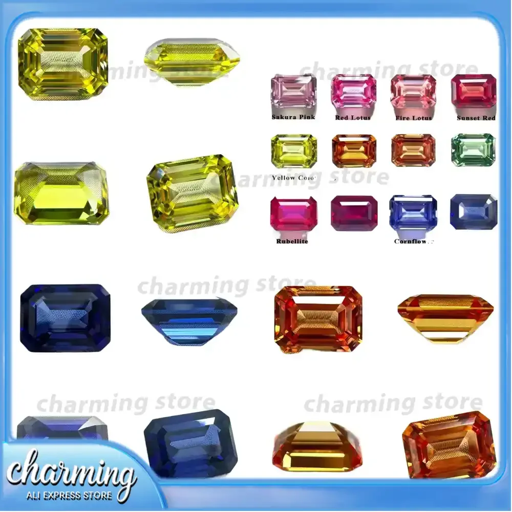 

Лабораторно выращенный сапфир изумрудной огранки, свободный камень для изготовления ювелирных изделий, колец, серег, подвесок. Лабораторно созданный сапфир, сертифицированный AGL.