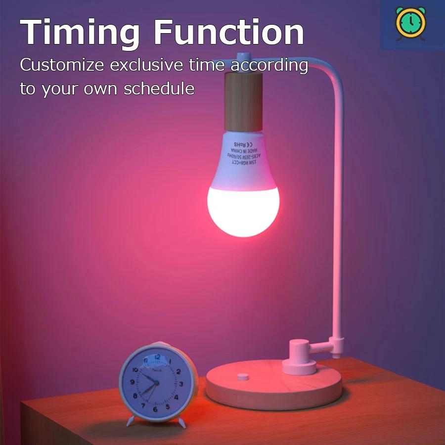 Tuya WiFi Bluetooth E27 Smart Bulb RGBCW 100-240V 15W LED Lamp E27 Light Bulbs App Voice Control Support Alexa Google Home Alice