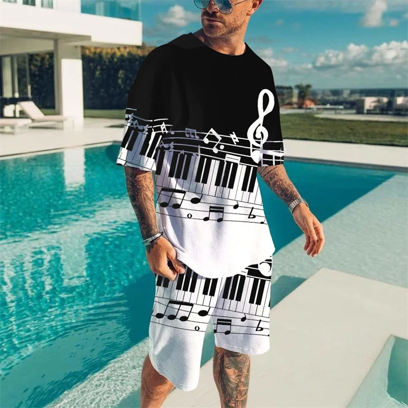 

Vintage Dragon Pattern Men's T-shirt Set Summer Trend Quick Drying Top Suit Men's Hawaii Beach Short Sleeve T-shirt 2 Piece Set