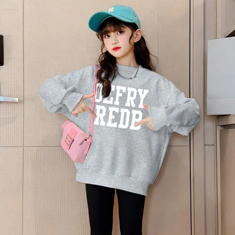 

Girls' 2025 New Autumn Crewneck Sweatshirt Stylish Tween Girls' Fashion Top
