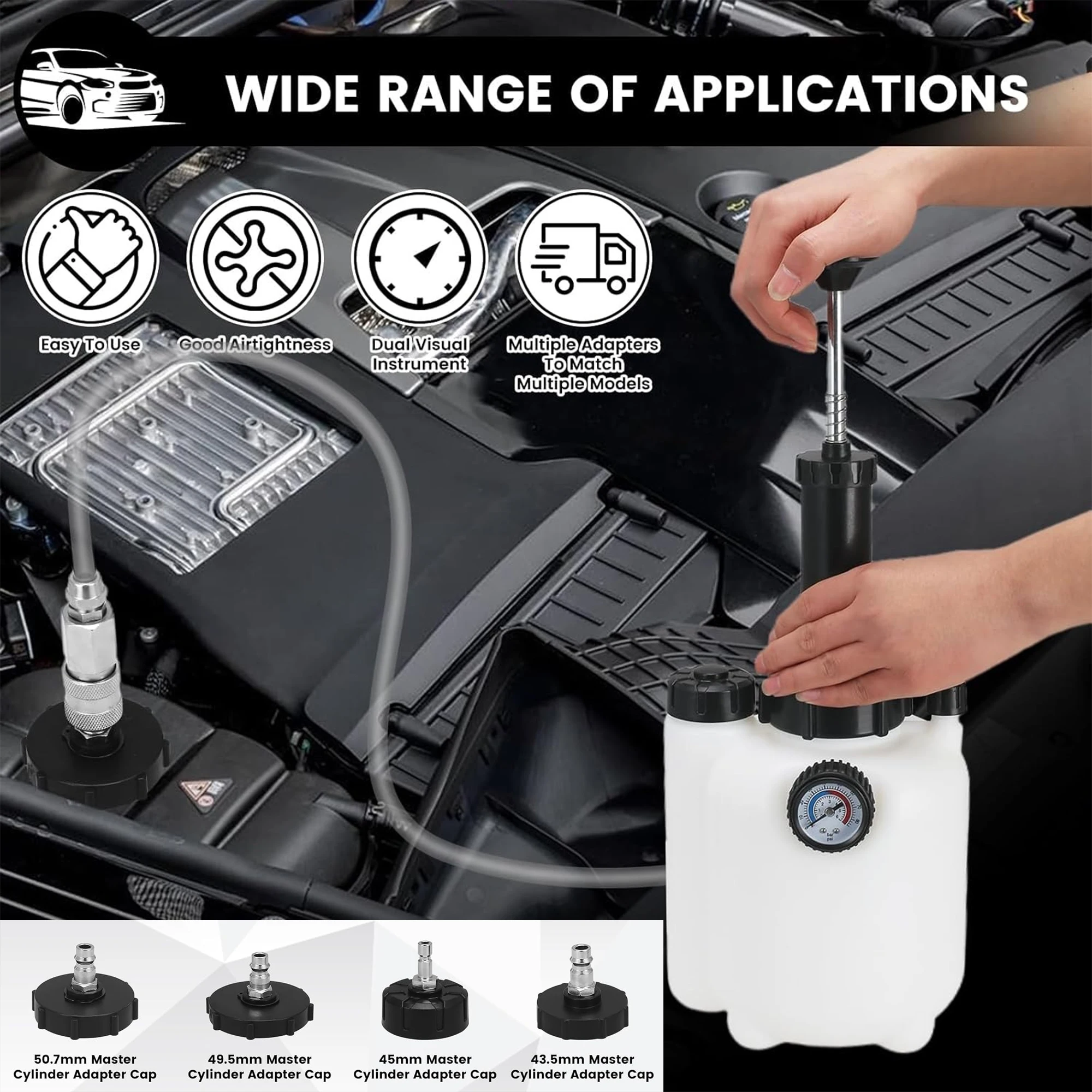 

3L Car Manual Brake Fluid Bleeder Kit Vacuum Pressure Pump Professional Brake Flush Machine Pneumatic Brake Bleeder Tool Set