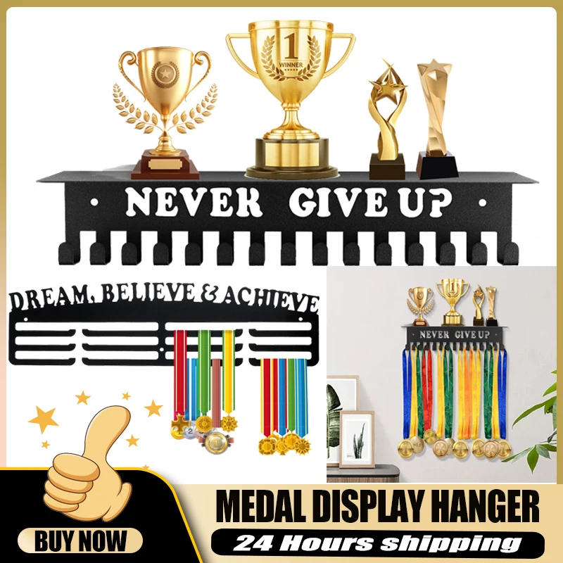 

Medal Hanger Display Metal Trophy Rack Hanger Holder Organizer Sports Medals Display Hanger Inspirational Words Iron Medal