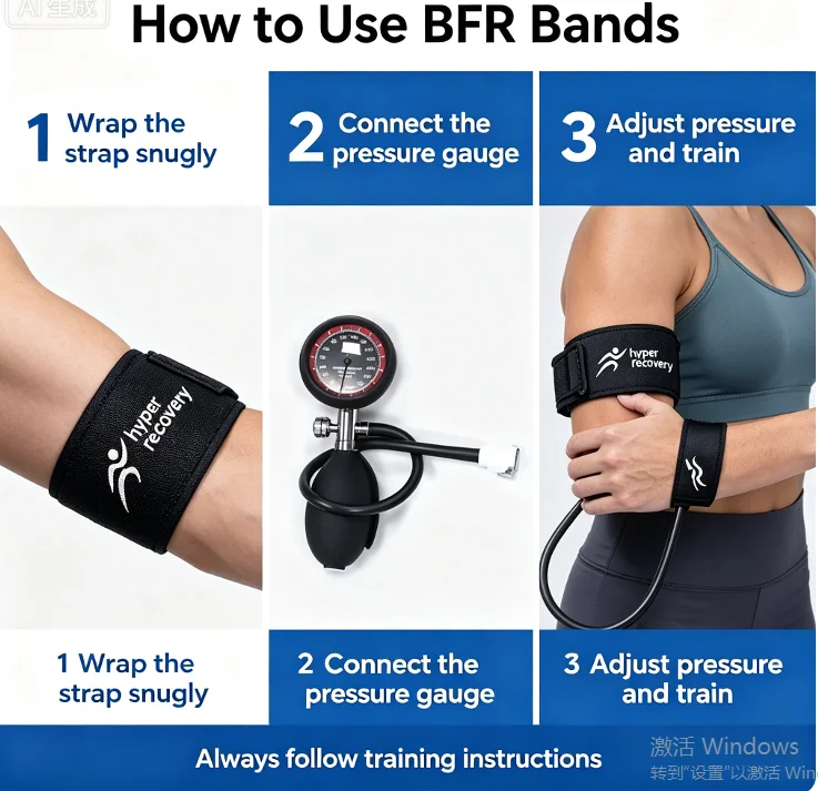 BFR Occlusion Cuff Hand Pump Kit Blood Flow Restriction Training Cuff for Sports Rehabilitation Fitness Tools