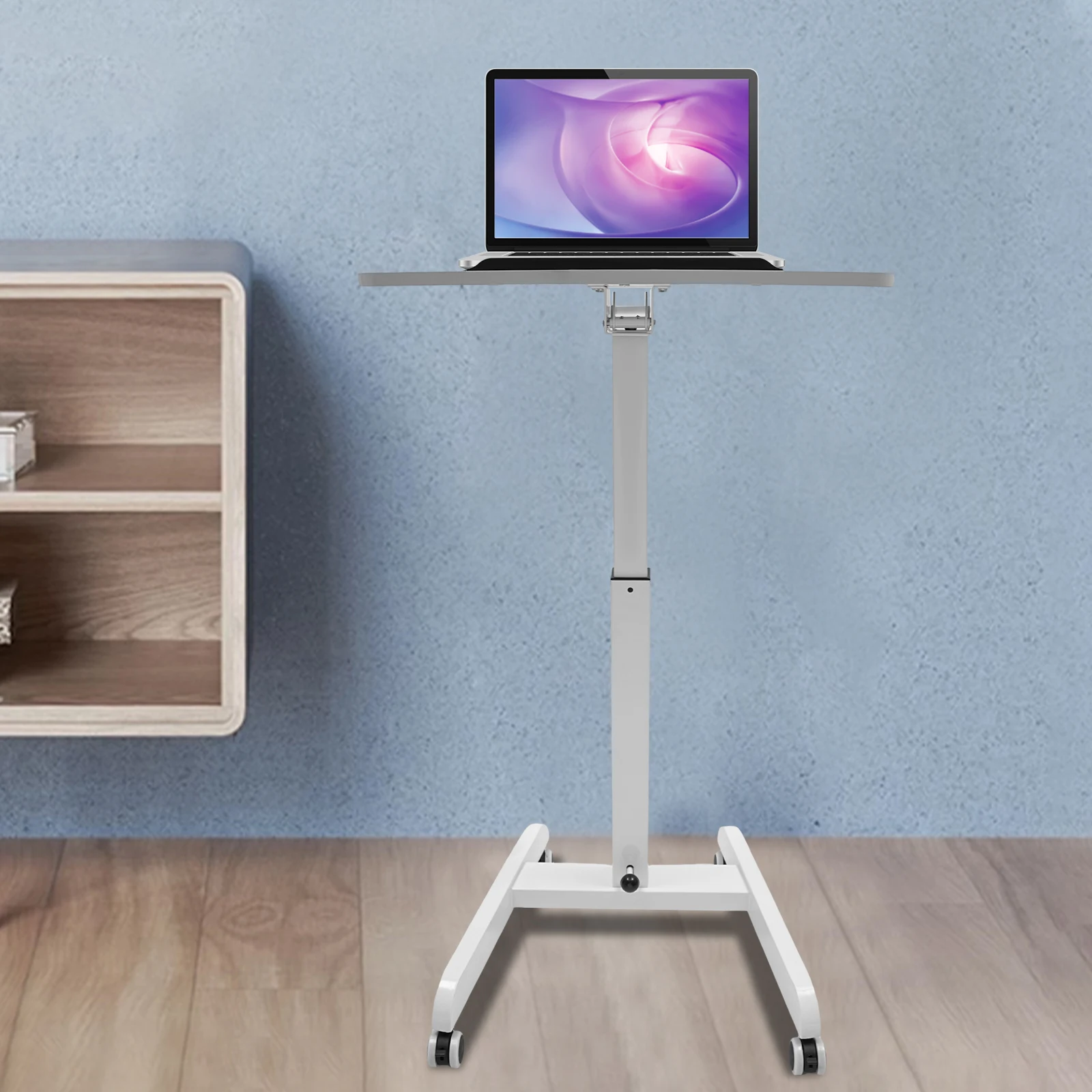 3 Tilt Angles 10°20°30° Mobile Standing Desk Stepless Height Adjustment with Wheels Brakes H-Shaped Base For Office Classroom Home Conference Room