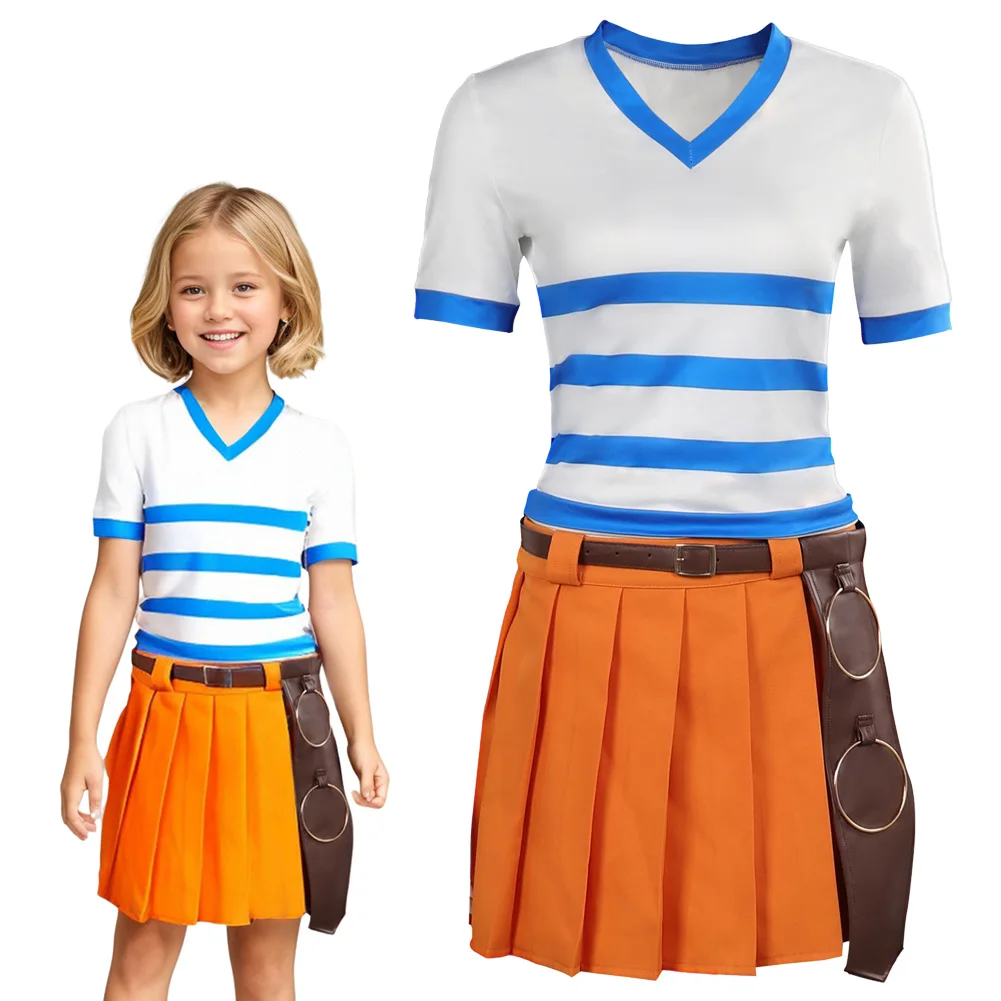 

Nami Cosplay Girls Women Fantasy Tops Skirt Anime Live Action TV Pirate Costume Disguise Kids Roleplay Fantasia Outfit Halloween
