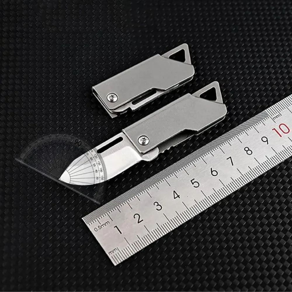 Stainless Steel Square Head Mini Folding Portable Express Package Opening Keychain Pendant Hanging Sleeve Pearl image 6
