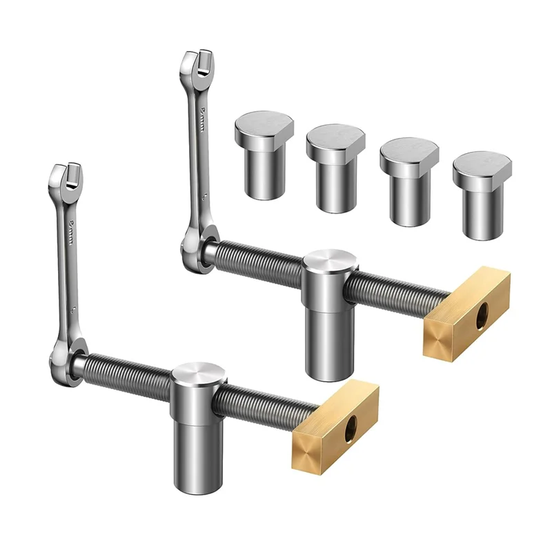 

ABSE-2Pack Silver Bench Dog Clamp With 4 Pack Bench Dog Stainless Steel Brass Woodworking Tools 19Mm