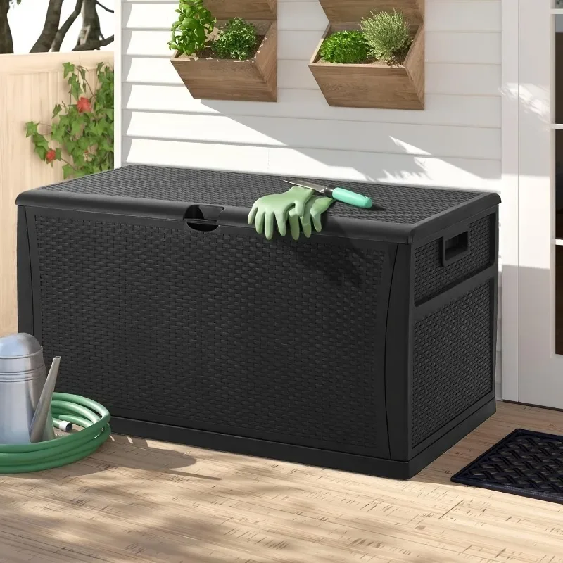 Large Capacity Outdoor Resin Storage Deck Box with Handles and Weather-Resistant Design - Ideal for Patio, Garden, and Backyard