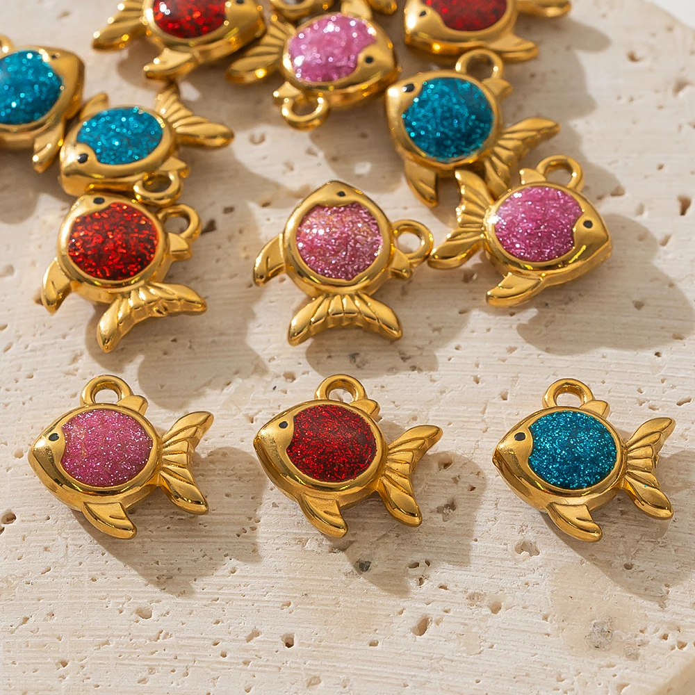 Breloques en acier inoxydable, 5 pièces, pendentif dégoulinant d'huile de poisson Tropical, Bracelet, collier, boucles d'oreilles, fournitures de fabrication de bijoux, accessoire