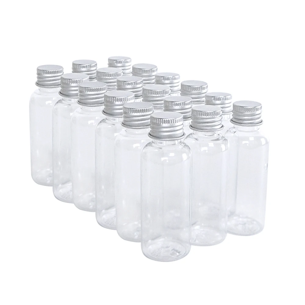 20Pcs Mini Travel Kit Refillable Bottles PET Plastic Empty Portable Storage Jar With Aluminium Screw Cap Leakage Proof Healthy