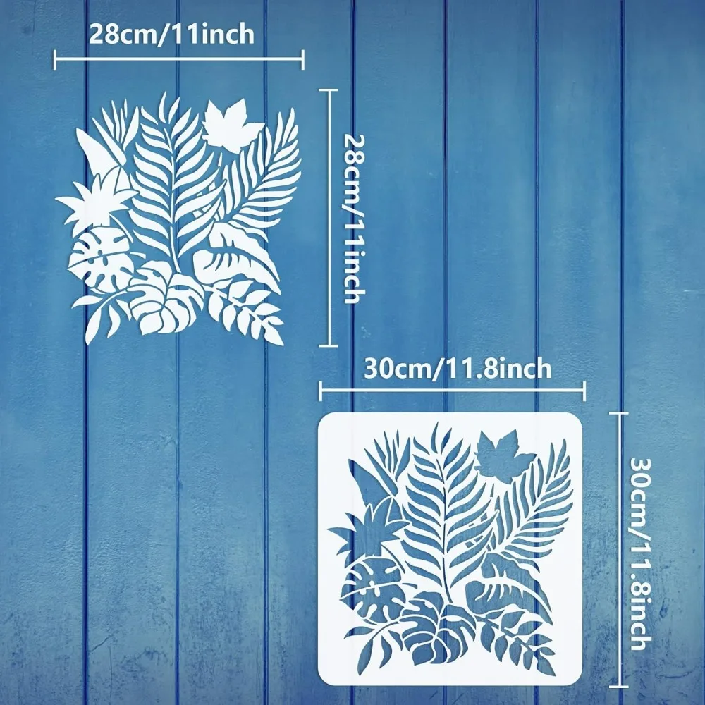 Tropical Forest Leaf Painting Stencil 11.8x1.8inch Reusable Palm Leaves Drawing Template for Decoration DIY Art Summer Theme